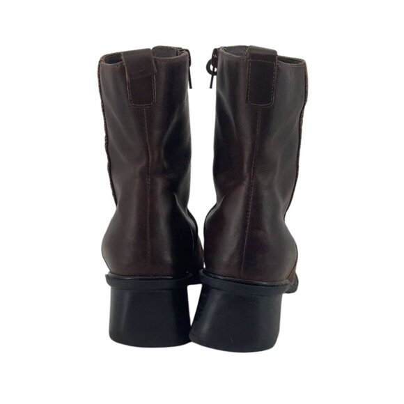 Vintage 90’s NAOT Leather Fabric Boots Womens 39 Lace-Up Square Toe Mary Poppins - Picture 2 of 6